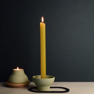 double up candleholder green