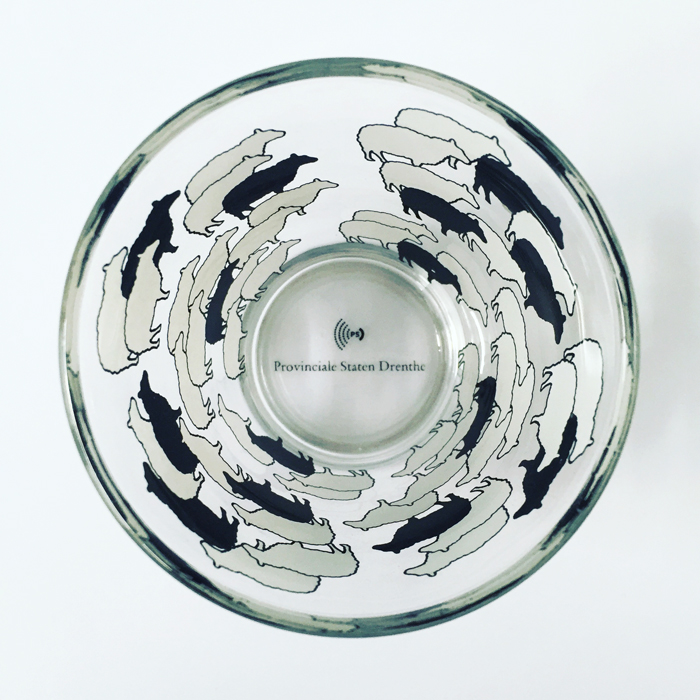 Glass with sheep print for Province Drenthe, The Netherlands